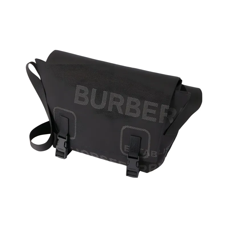 Burberry Horseferry Leather Messenger Bag, Shoulder Bag, Crossbody Bag Trumpets Men's Black-1