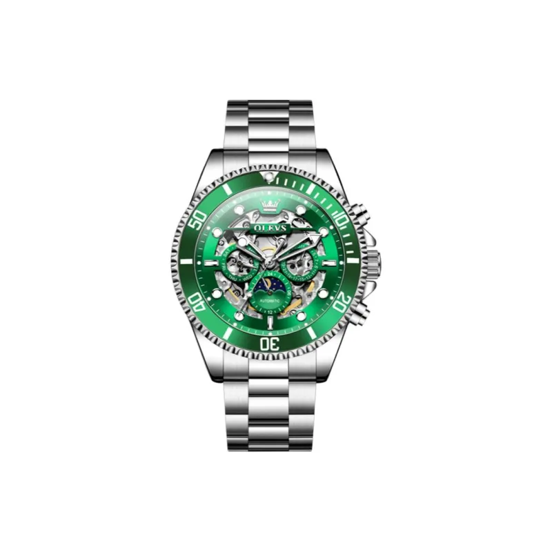 OLEVS Play The Cool Series Mechanical Movement Stainless Steel Watchband Watch Men's Watches Black Dial-10