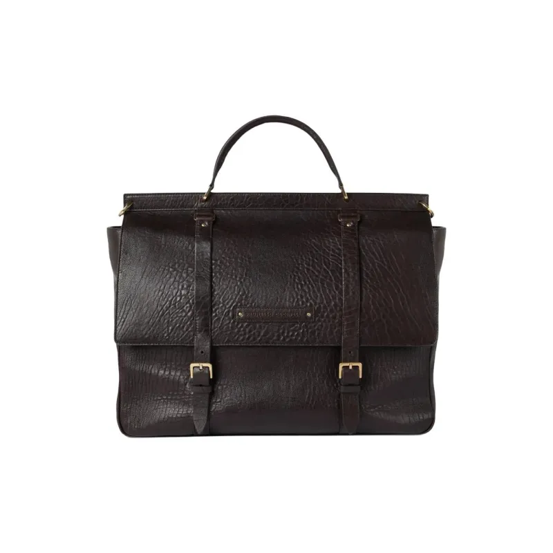 Brunello Cucinelli Leather Briefcase Men's Cedar Brown-0