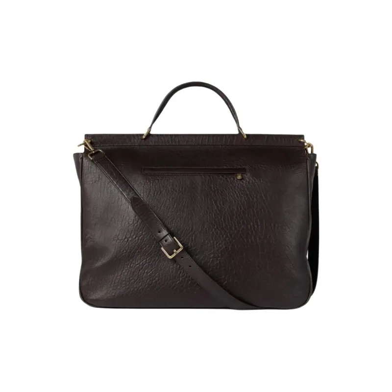 Brunello Cucinelli Leather Briefcase Men's Cedar Brown-1