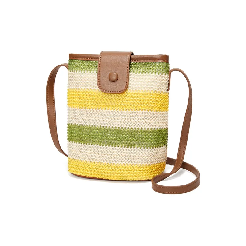 RED DRAGONFLY Fabric, Synthetic Leather Woven Small Bag Trumpets Women's Rainbow-9