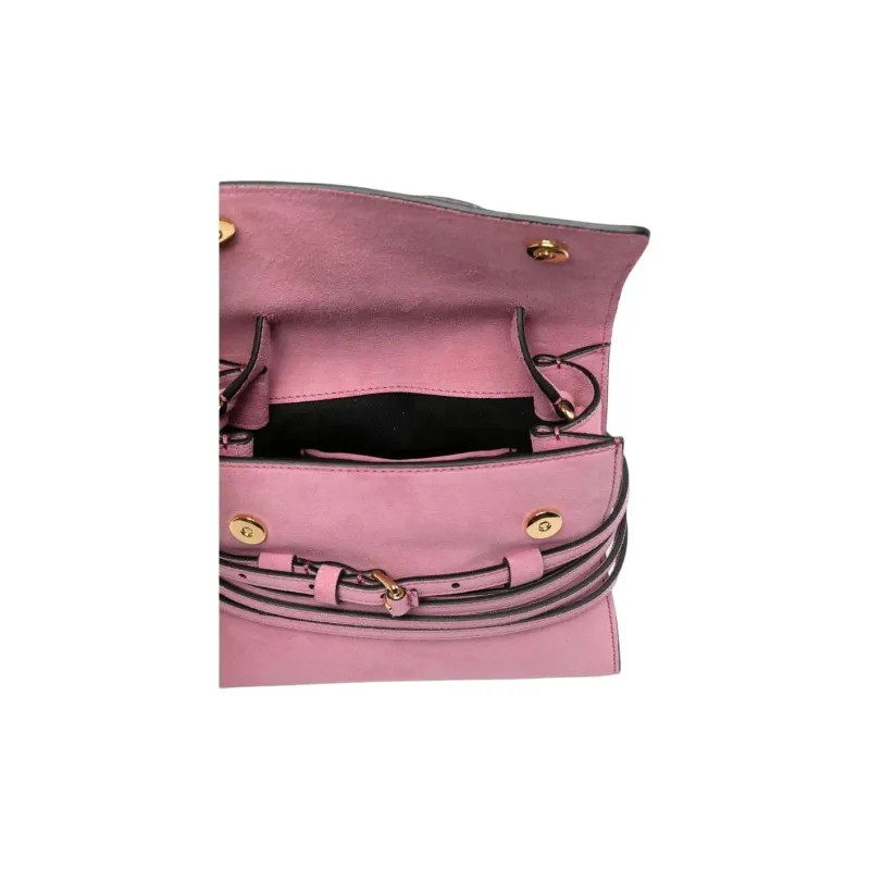 MOSCHINO Calf Suede One Shoulder Handbag Women's Pink-3