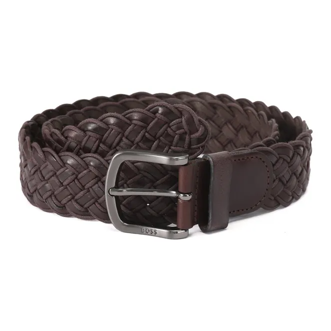 HUGO BOSS Cow Leather Belts Men's Dark Brown 3.5cm-0