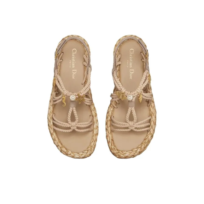 DIOR Dioriviera Ocean One Strap Sandals Women's Beige-3
