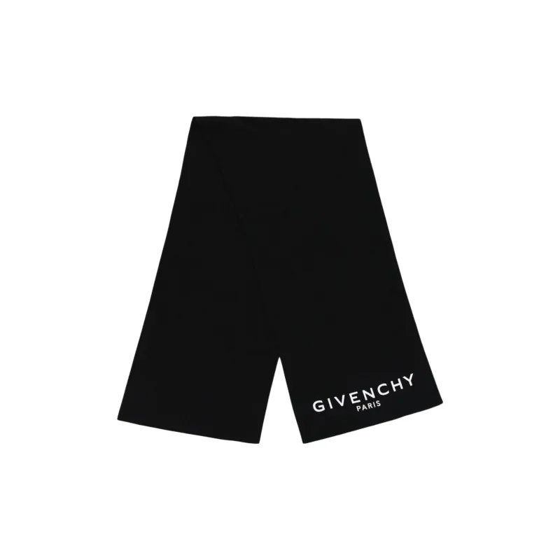 Givenchy Cotton Cashmere Knit Scarves Unisex Black-1