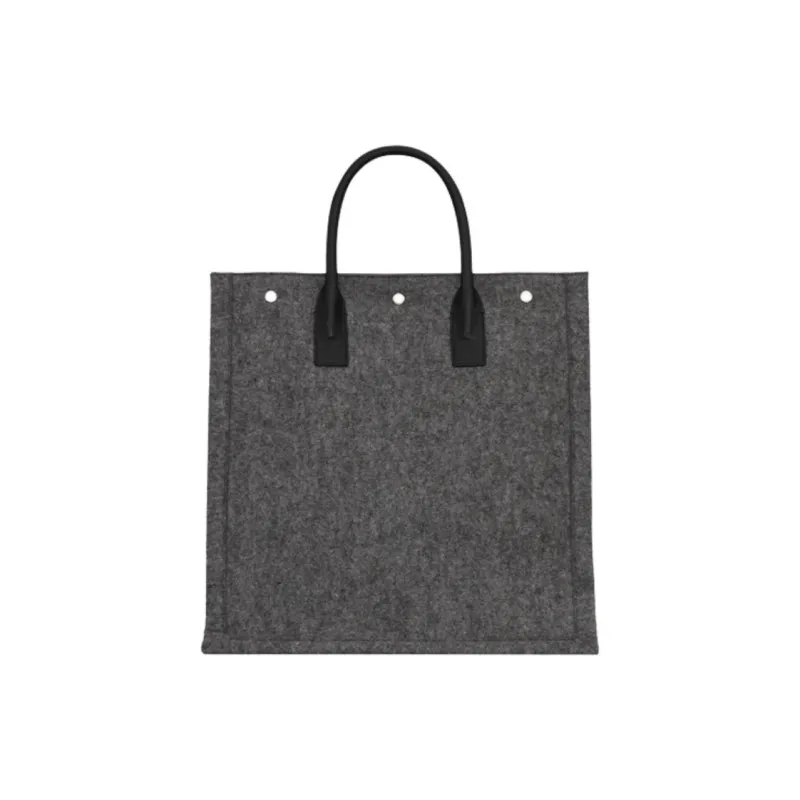 SAINT LAURENT Rive Gauche Felt Patchwork Vertical Tote Bag Shopping Bag Handbag Unisex Gray & Black-1