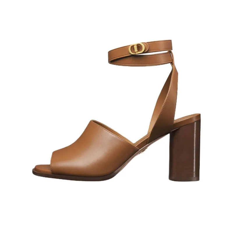 DIOR 30 Montaigne One Strap Sandals 8cm Women's Brown-0