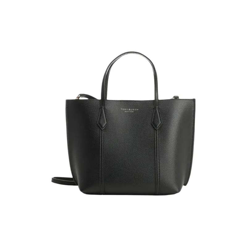 TORY BURCH Perry Leather Tote Bag, Shopping Bag, Handbag Trumpets Women's Black-0