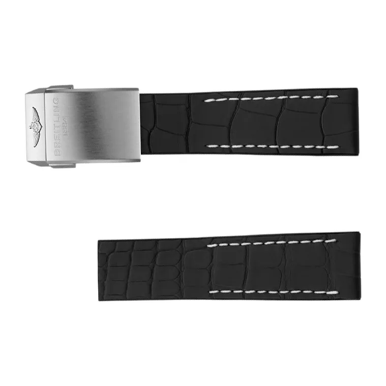 BREITLING All Compatibility Watch Band Crocodile Leather, Rubber Material-2