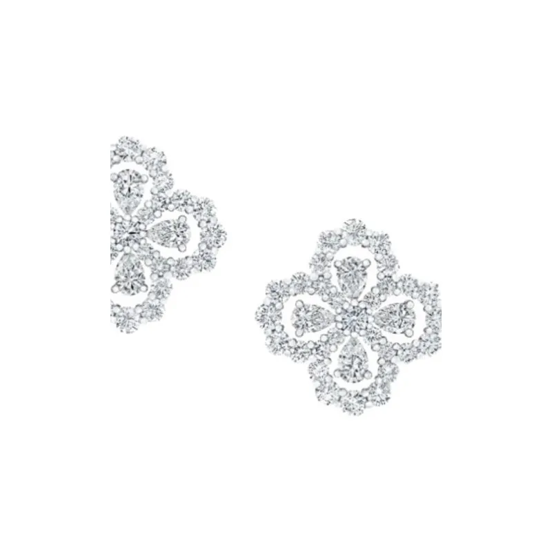 HARRY WINSTON Platinum Earrings Women's Silver-2