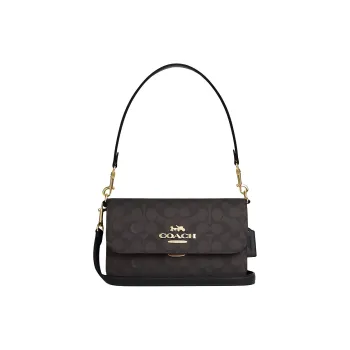COACH Brynn Artificial Leather Mahjong Bag Crossbody Bag Shoulder Bag Medium Size Women's Dark Brown