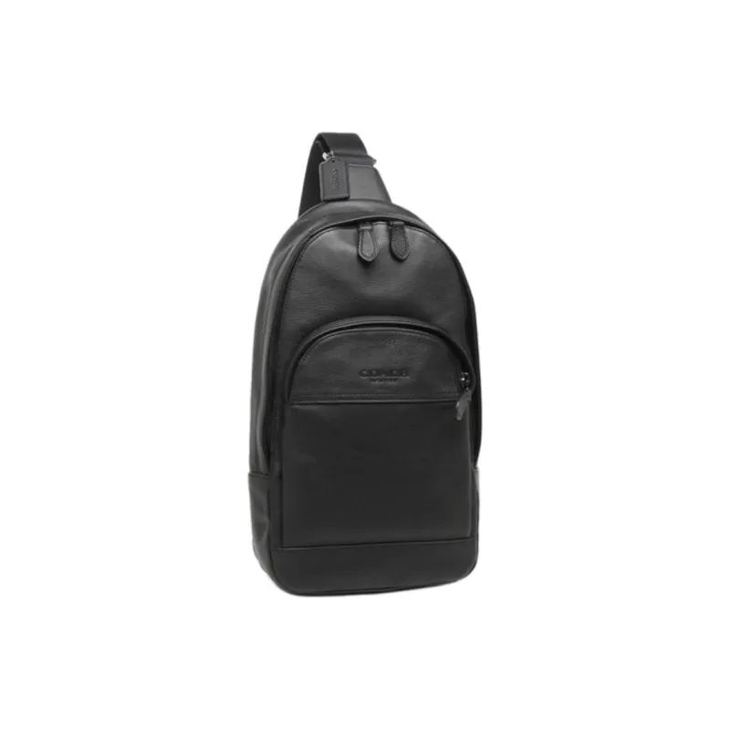 COACH Houston Cow Leather Crossbody Bags Sling Bags Small Size Men's Black-2