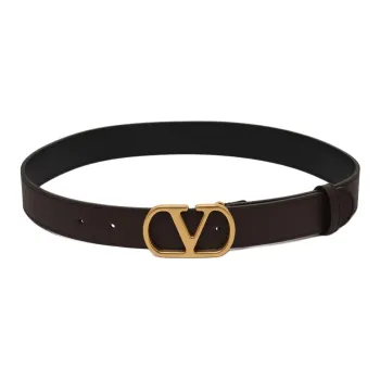 Valentino Metal Leather Belts Women's Black Width  3CM