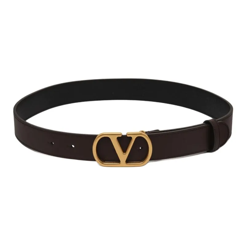 Valentino Metal Leather Belts Women's Brown Width 3CM-0