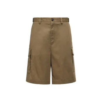 Moncler FW25 Cotton Gabardine Cargo Shorts Cargo Shorts Men's Olive Green