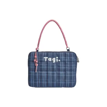 Tagi. Cotton Filled Embroidery Beads Portable One Shoulder Laptop Bag, Laptop Bag Unisex Blueberry Cookie