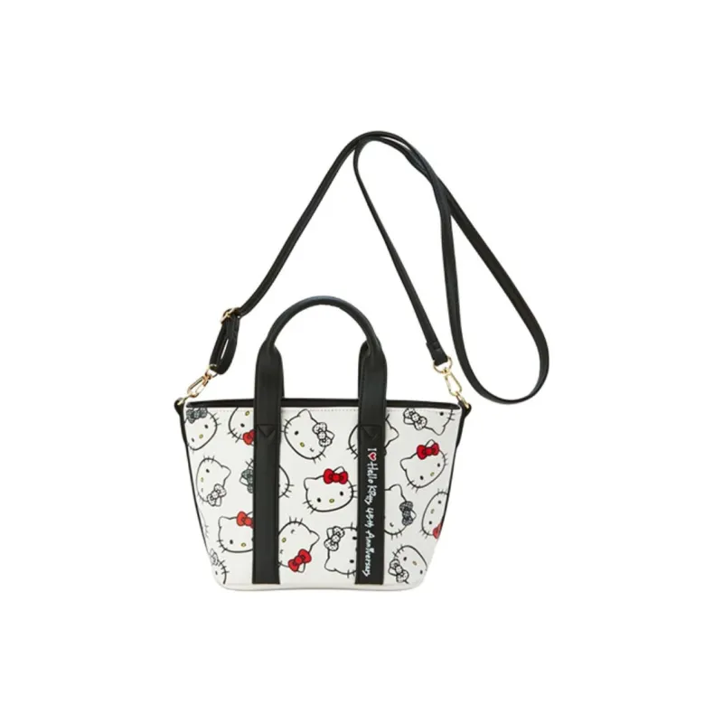 Sanrio PU Leather Tote Bag, Shopping Bag, Shoulder Bag, Handbag Women's Black White-0