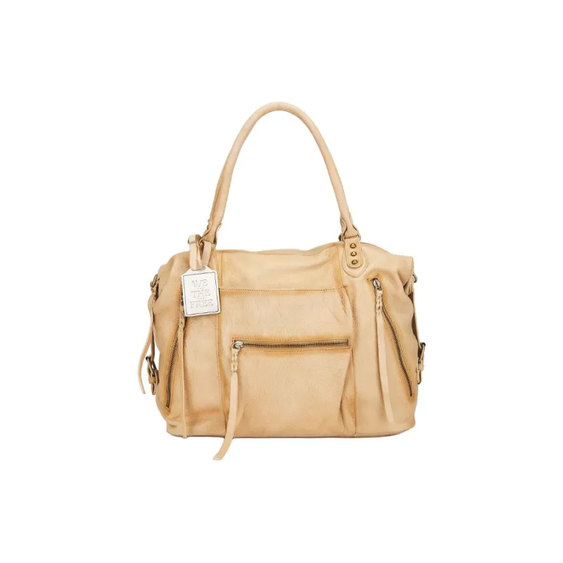 FREE PEOPLE Calfskin Handbag Trumpets Women's Brown Yellow-0