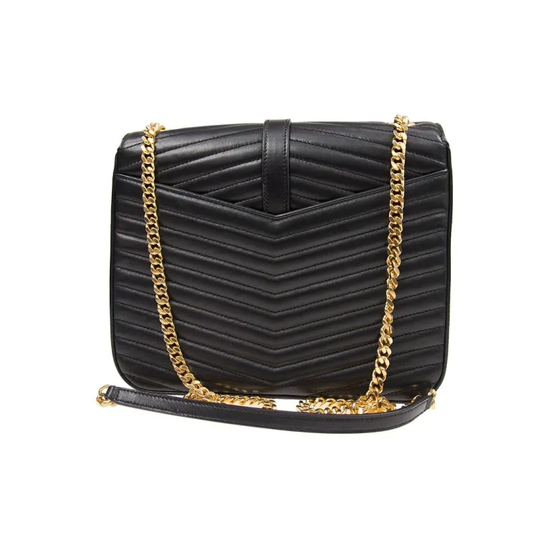 SAINT LAURENT Quilting Lambskin Crossbody Bags Medium Size Women's Black-4