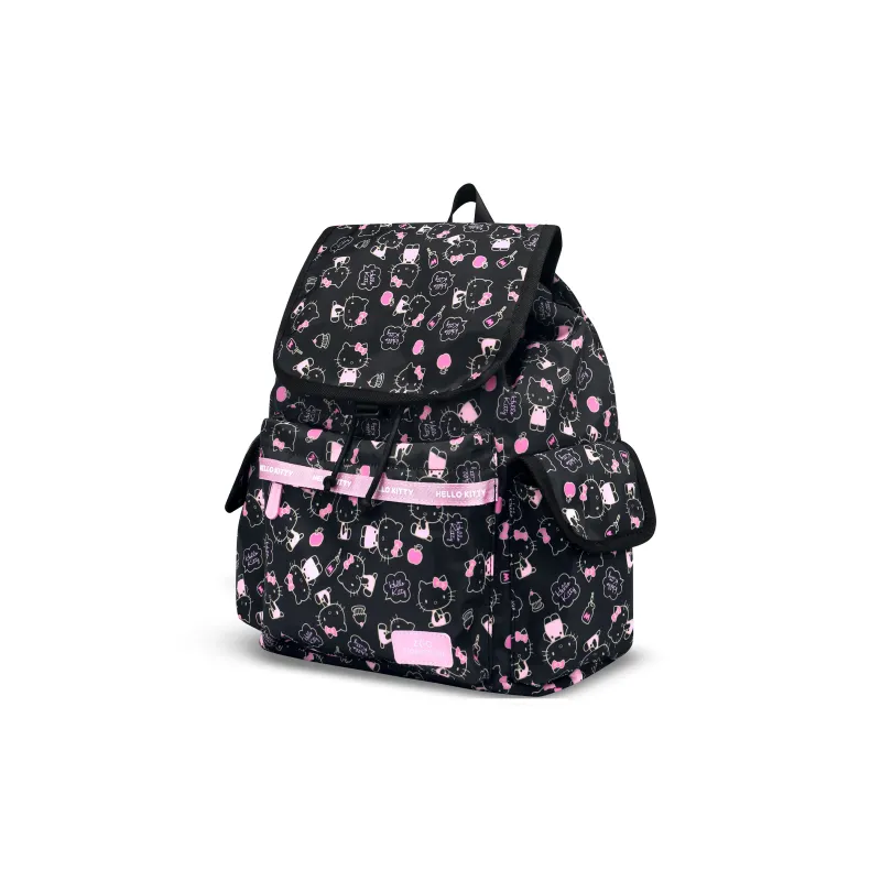 Zgo Hello Kitty Polyester Attractive Backpack Women's Black Pink-1