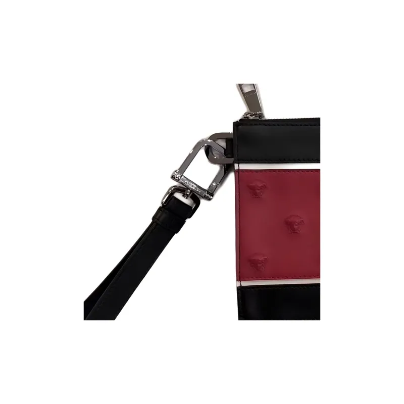 FANSIZHE Cow Leather Clutch Small Size Men's Red & Black-2