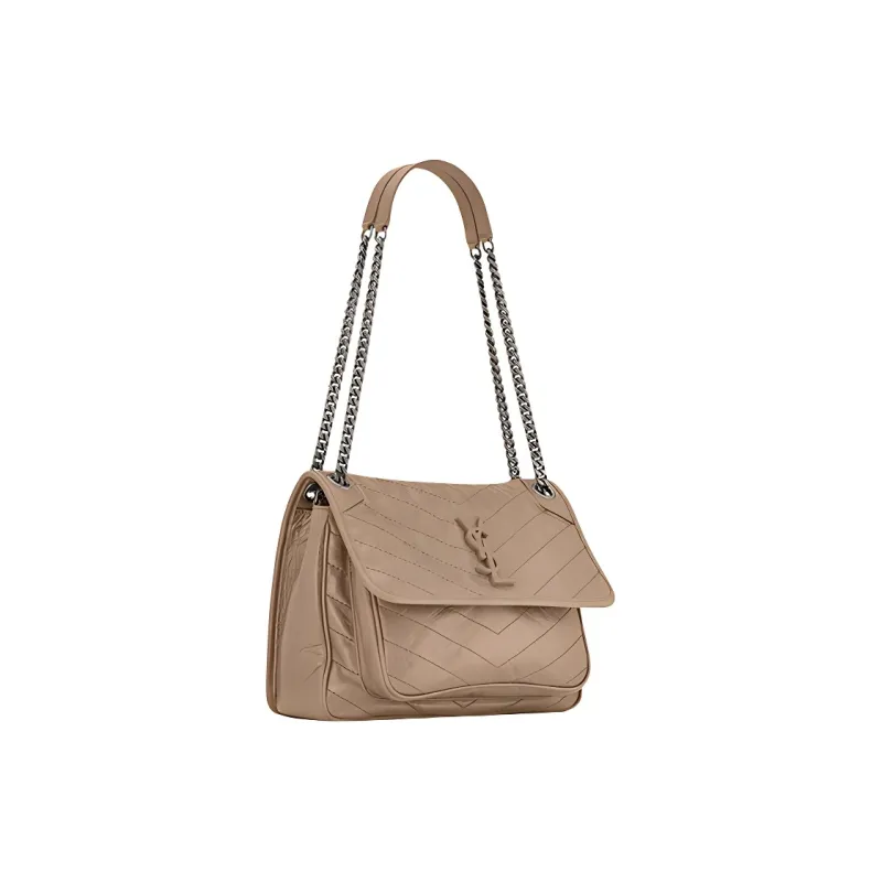 SAINT LAURENT Niki Calfskin Shoulder Bag, Crossbody Bag Medium Size Women's Taupe-1
