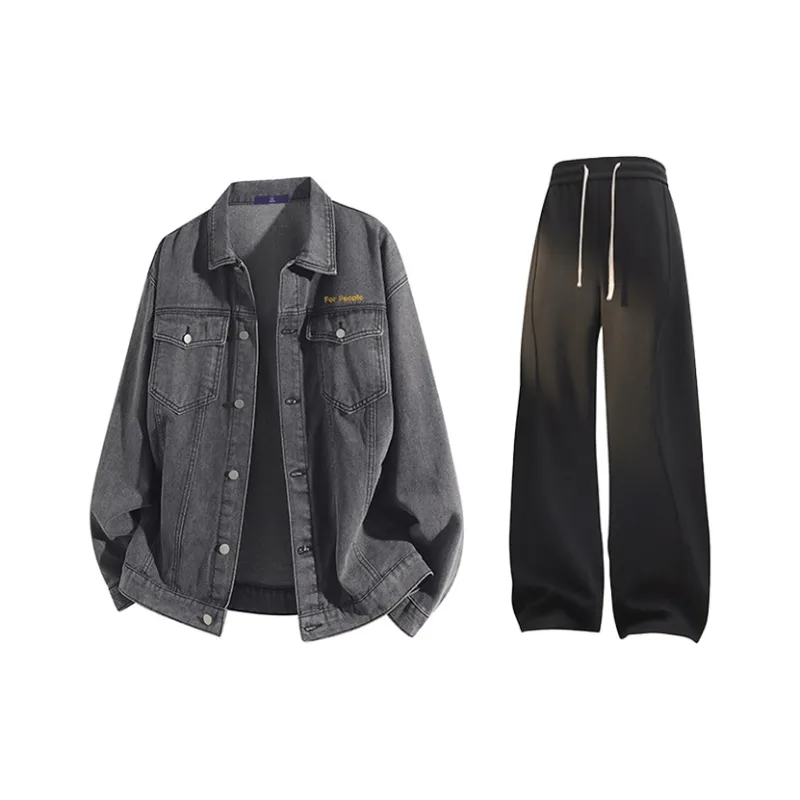FAX FOR FMACM Casual Sportswear Unisex Dark Gray+Black[Pants]-0