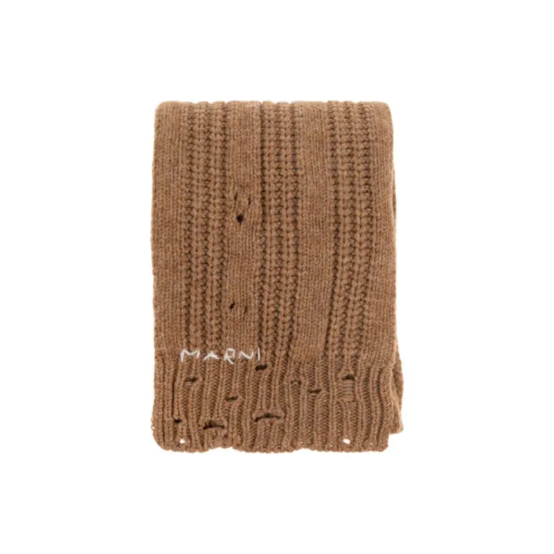 MARNI Wool Knit Scarves Men's Brown-0