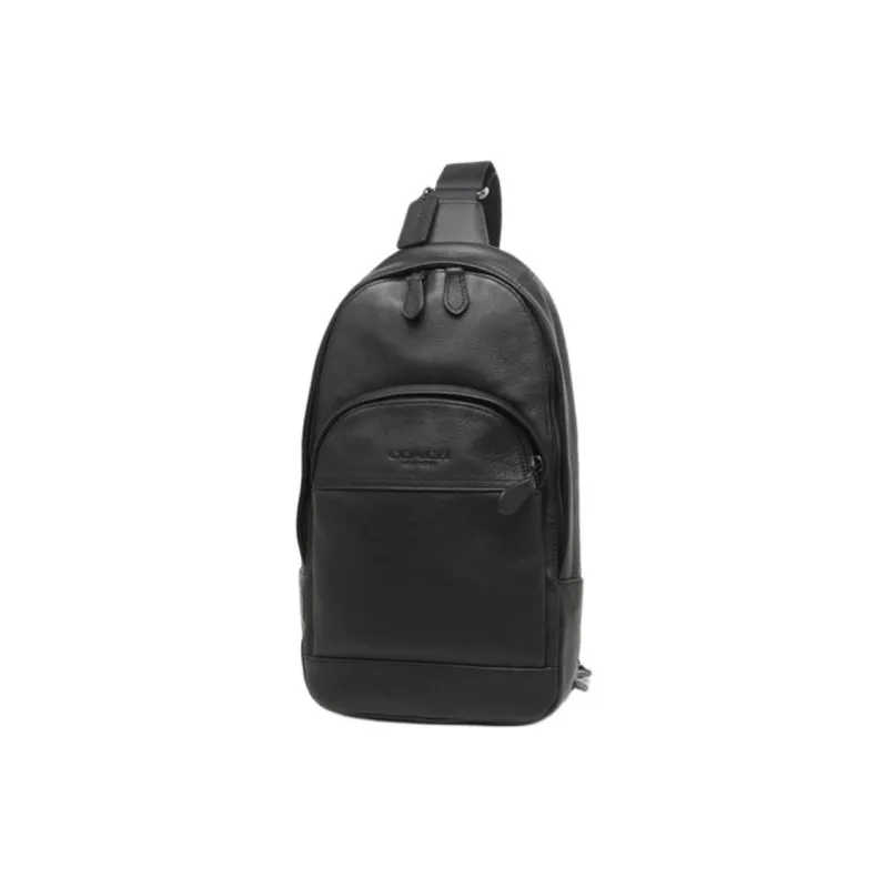 COACH Houston Cow Leather Crossbody Bags Sling Bags Small Size Men's Black-1