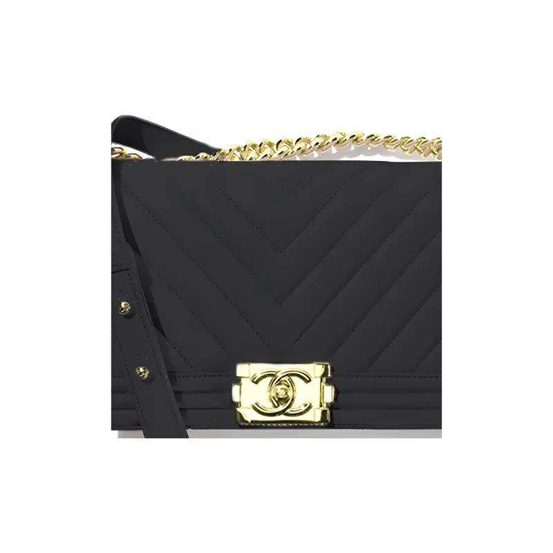 CHANEL Leboy Smooth Calf Leather Flap Bag, One Shoulder Handbag, Crossbody Bag Medium Size Women's Black-3