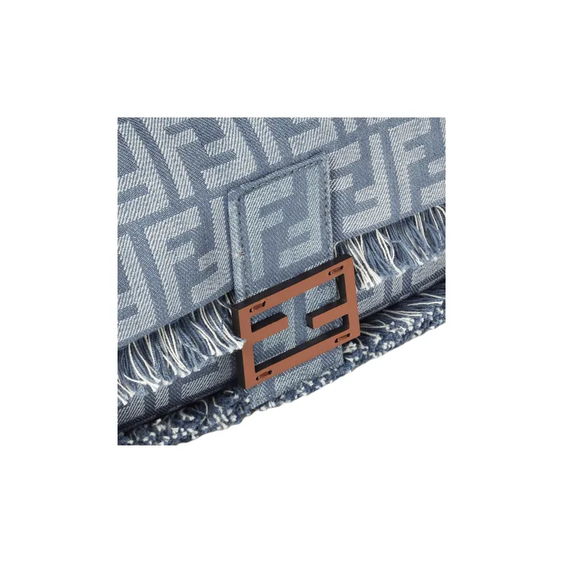 FENDI Baguette Jacquard Fabric Baguette Bag, Portable Crossbody Bag, Shoulder Bag Women's Blue-4