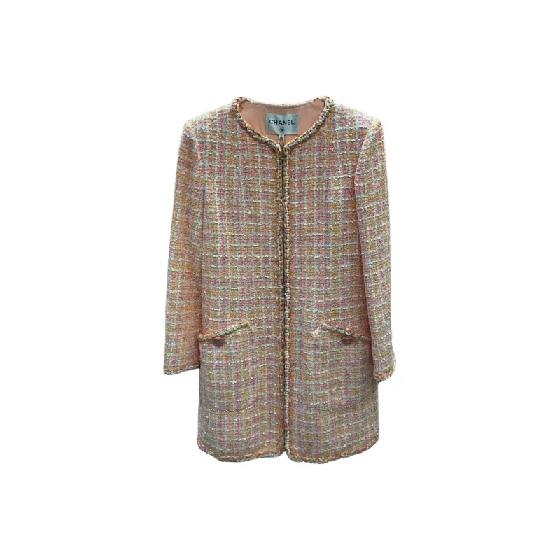 CHANEL 19C Long Sleeved Dress Women's Pink-0