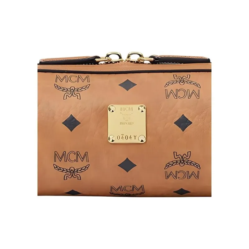 MCM Klassik Visetos Leather Crossbody Bags Mini Women's Cognac-5