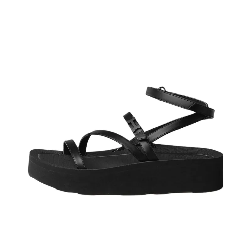 HERMES Liberte One Strap Sandals Women's Black-0