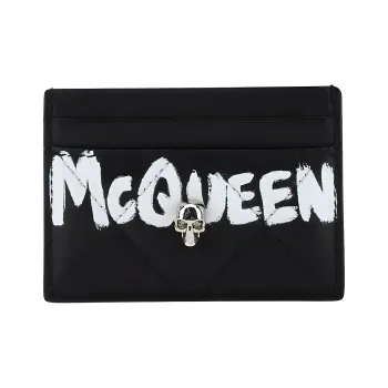 Alexander McQueen Quilted Leather Card Holder Wallet Women's Black