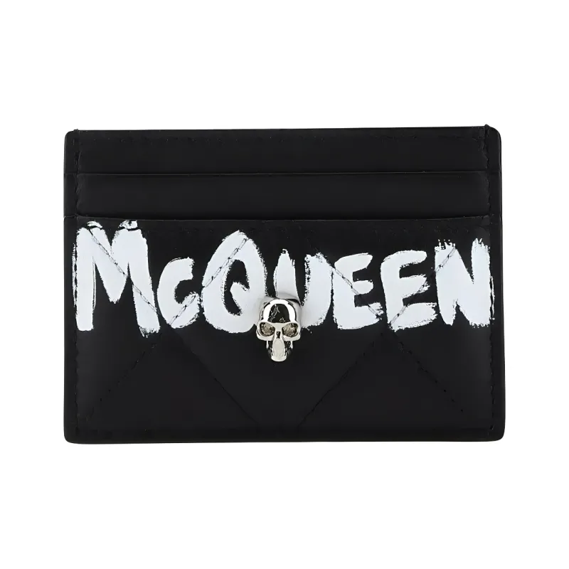 Alexander McQueen Quilted Leather Card Holder Wallet Women's Black-0