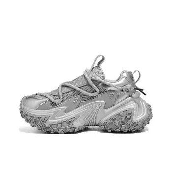 D FUSE SCANDINAVIA Abrasion Resistant Height Increasing Low Top Chunky Sneakers Unisex Gray Silver