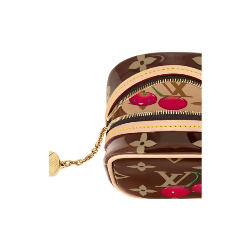 LOUIS VUITTON Takashi Murakami Collaboration Monogram Cherry Faux Crystal Coin Purse Women's Brown-4