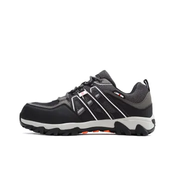 LARNMERN Slip Resistant, Abrasion Resistant, Reflective Low Top Outdoor Shoes Unisex Black Gray