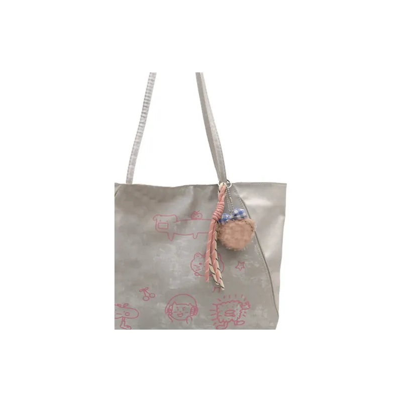 Land Gulls Canvas Tote Bag, Shoulder Bag Women's Pink/Silver-3