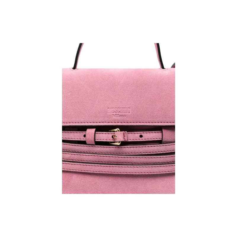 MOSCHINO Calf Suede One Shoulder Handbag Women's Pink-2