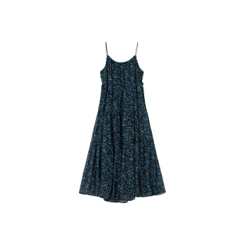 SOON FLOWER Slip Dresses Women's Black Sole Blue Floral