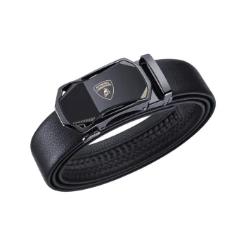 Automobili Lamborghini Cow Leather Belt, Luxury, Belt Men's Gunmetal Width 3.5cm