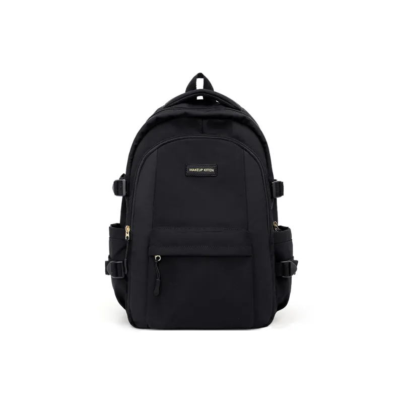 MAKEUP KITTEN Nylon Fabric Backpack Tubas Unisex Ecru, Black-0
