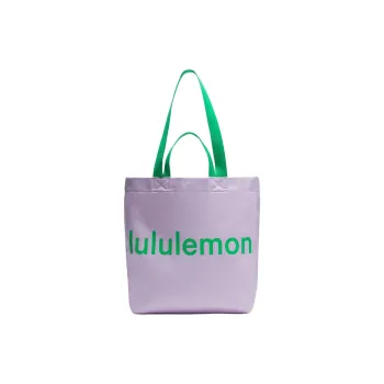 Lululemon Canvas Tote Bag, Shopping Bag, Shoulder Bag, Handbag Women's Pale Purple & Radiant Green