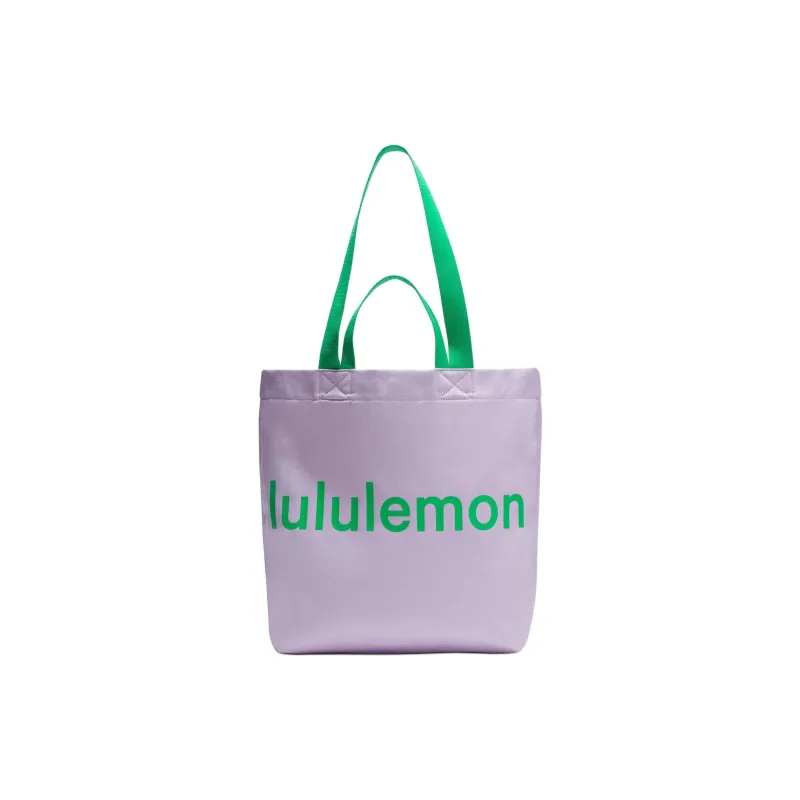 Lululemon Canvas Tote Bag, Shopping Bag, Shoulder Bag, Handbag Women's Pale Purple & Radiant Green-0