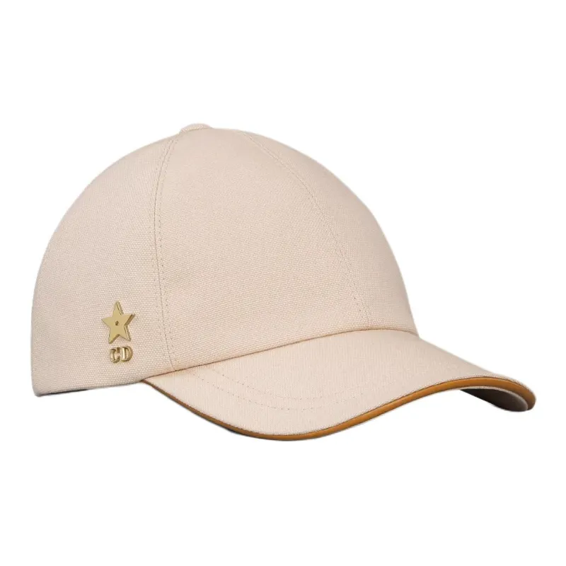 DIOR 100% Cotton, Metal, Leather, Lambskin Baseball Caps Unisex Beige-1