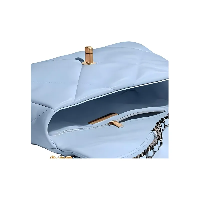 CHANEL 19Bag Sheepskin Shoulder Bag, Crossbody Bag Trumpets Women's Babyblue Sky Blue-4