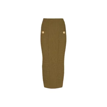 BALMAIN SS23 Skirt Women's Yellow Green