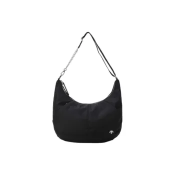 DESCENTE Polyester Crescent Bag Shoulder Bag Medium Size Women's Black
